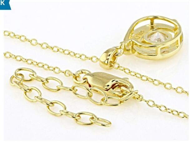 Moissanite 14k Yellow Gold Over Silver Solitaire Pendant .60ct DEW NEW