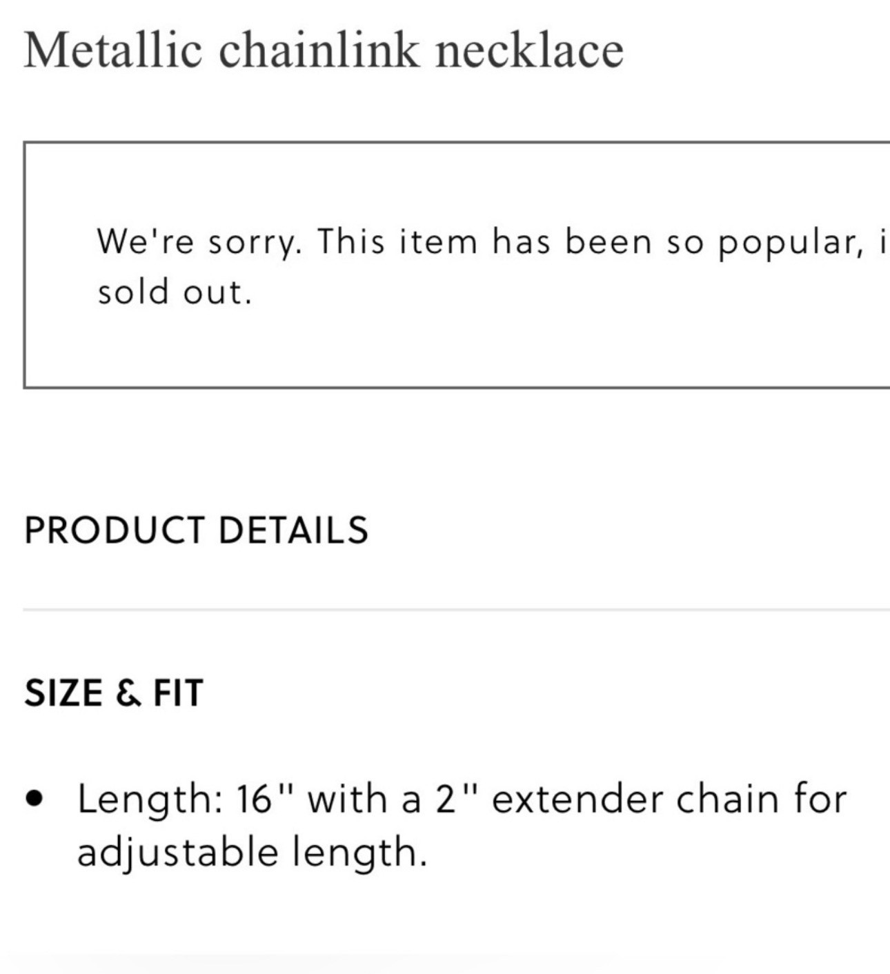 JCrew Metallic chainlink necklace NWOT