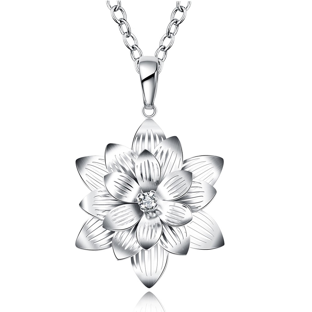 Classic 925 Sterling Silver Filled SF Flora CZ Pendant Necklace N-A650 Gift