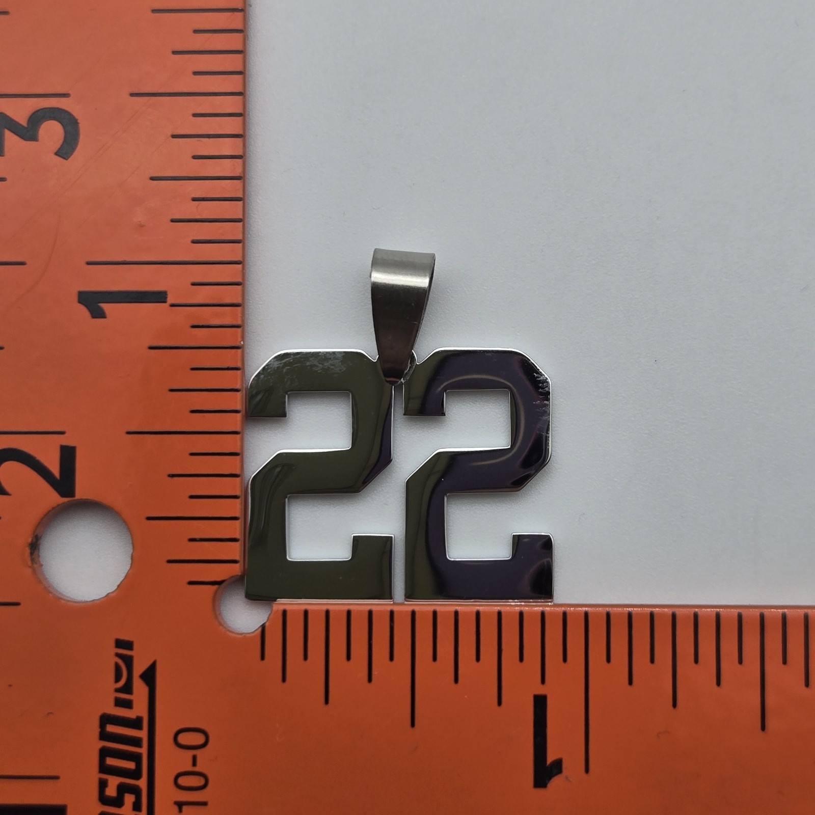 #22 BASEBALL FOOTBALL NUMBER Pendant Charm / 18″-24″ STAINLESS CHAIN NECKLACE