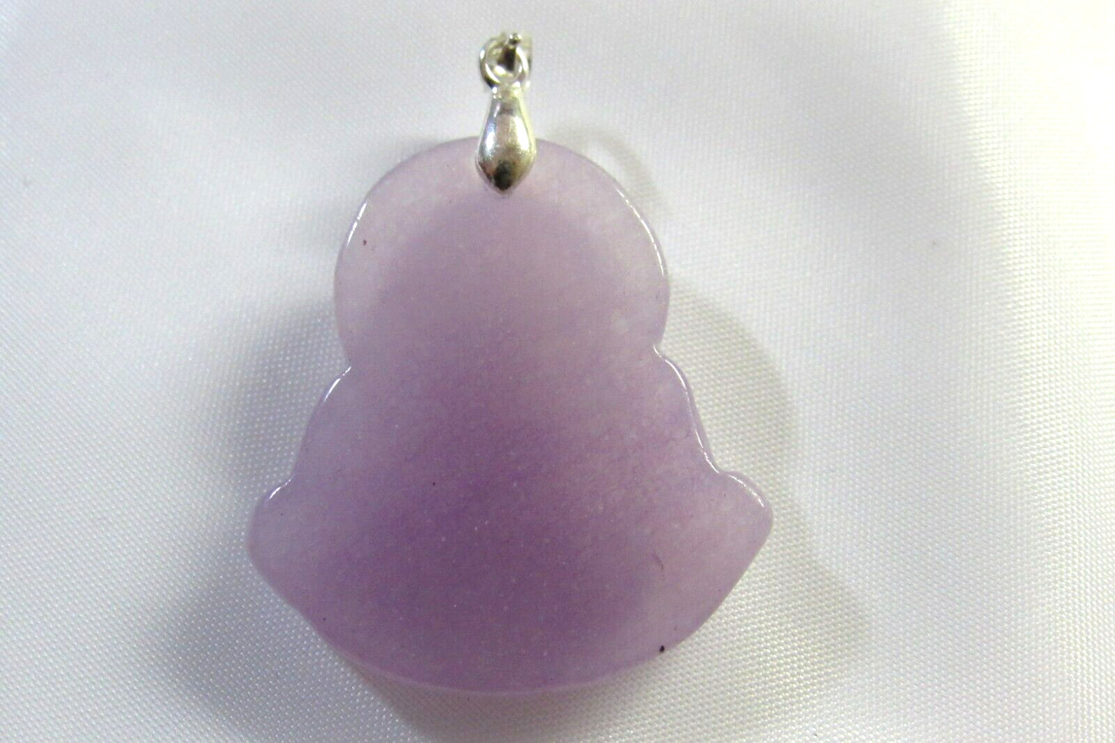 NATURAL Lavender JADE FENG SHUI HAPPY BUDDHA Pendant 925 Silver 32mm x 29mm