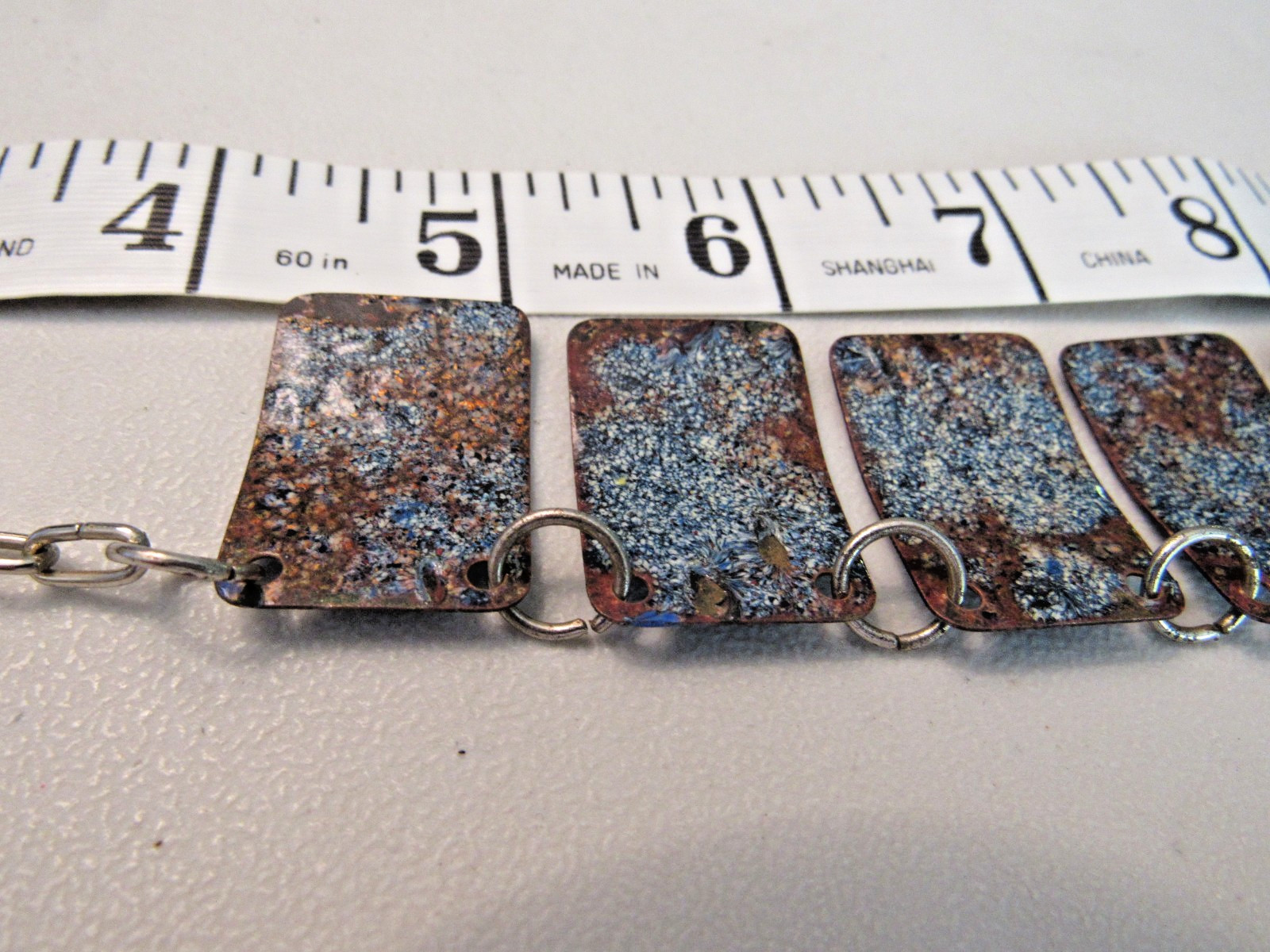 VINTAGE COPPER ENAMEL CHOCKER NECKLACE 15″ UNSIGNED DESIGNER