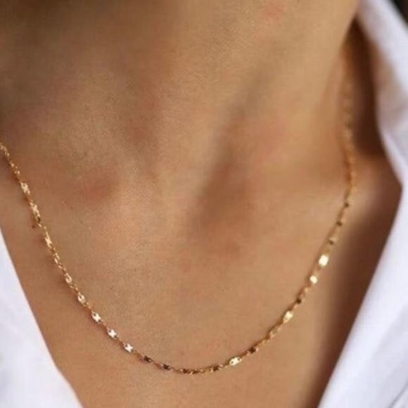 Minimalist Gold Sparkle Chain Necklace Waterproof Everyday Jewelry Non-tarnish