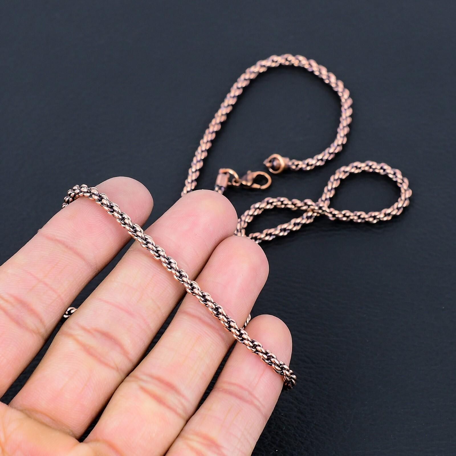 18,20,22,24,26Copper Bead Chain With Hook or Lobster Clasp, Solid Finished Chain