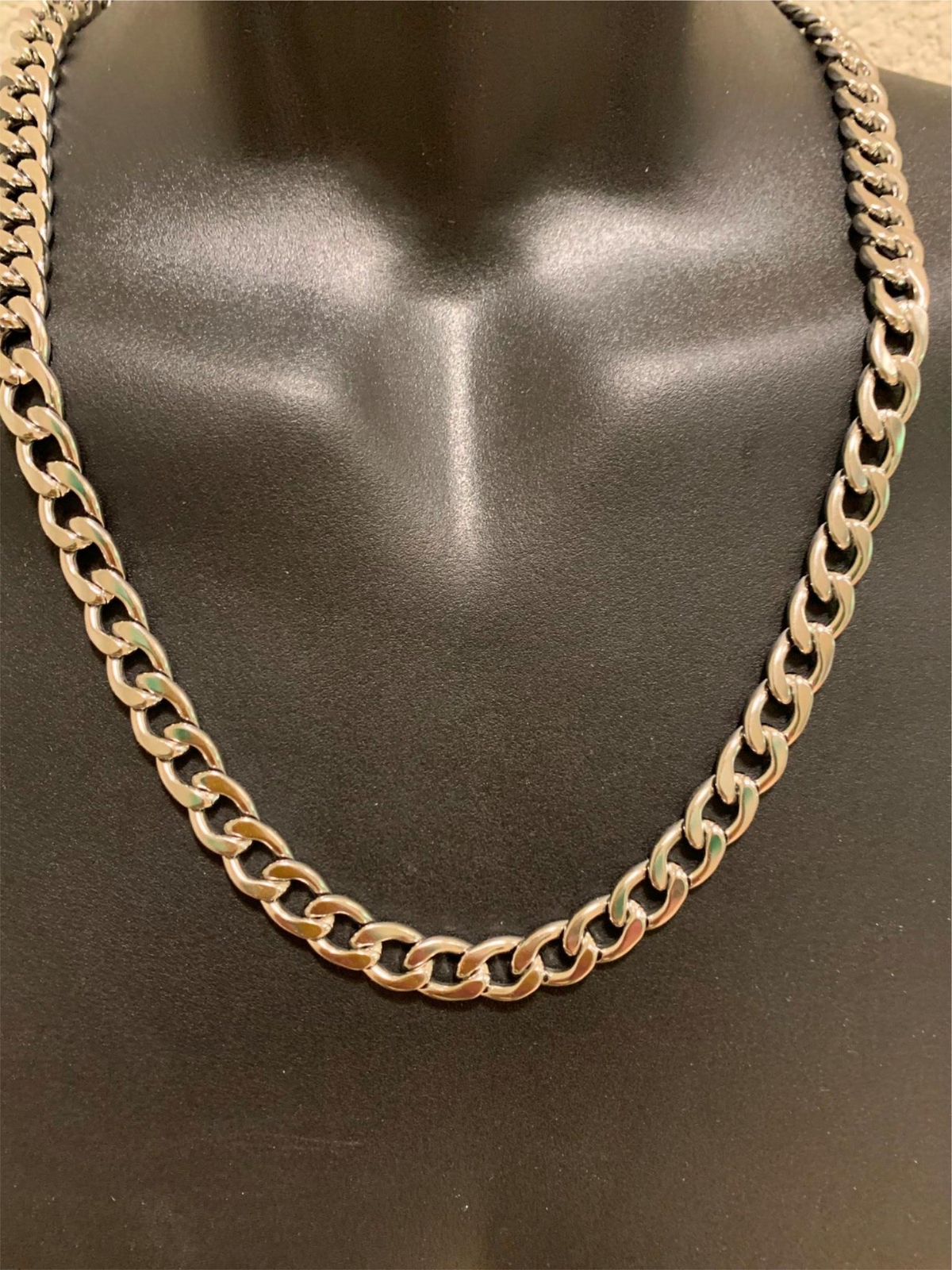 16″-84″ MENS 10 MM STAINLESS STEEL SILVER PLATED CUBAN CURB CHAIN- USA SELLER