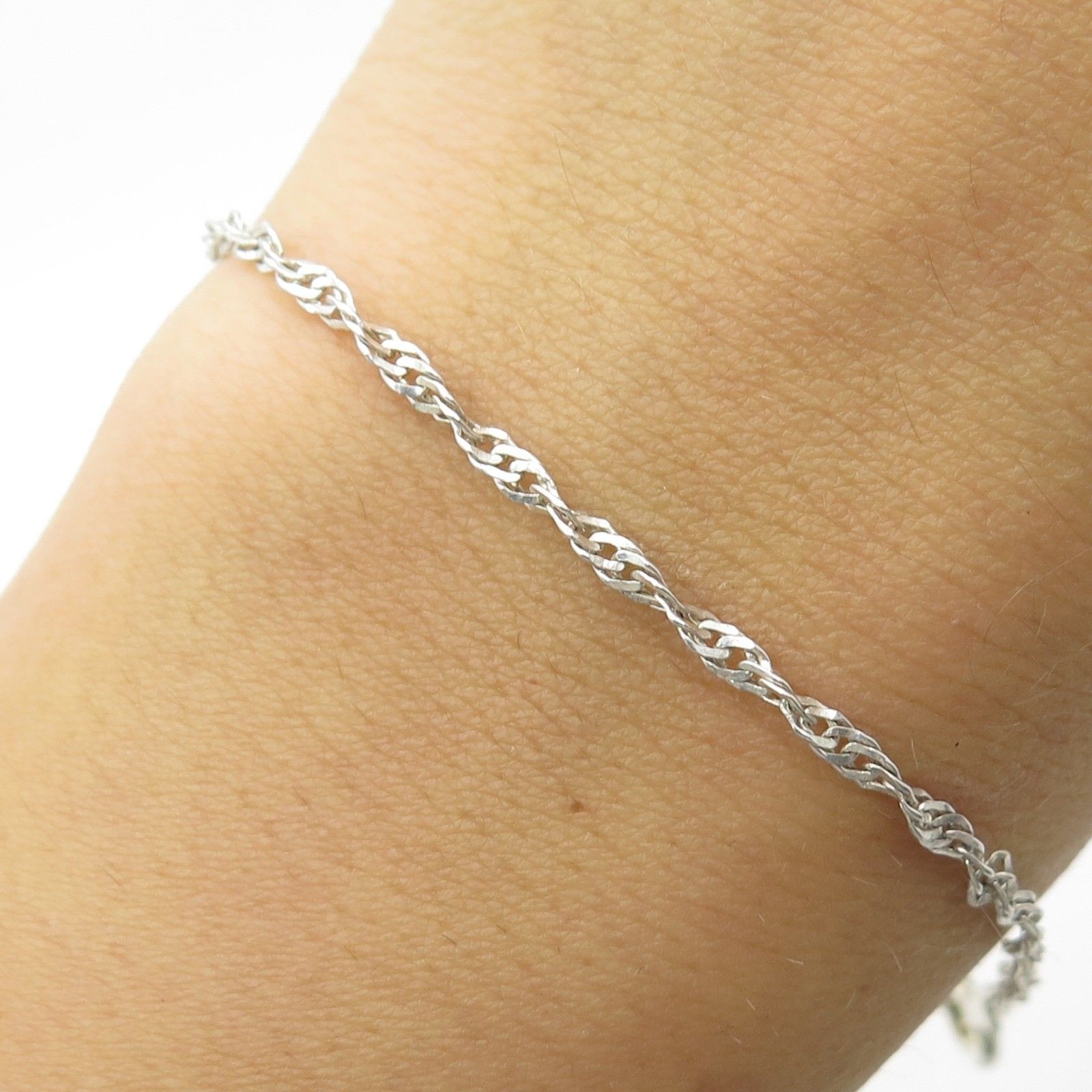 925 Sterling Silver 7” 2mm Singapore Bracelet~New