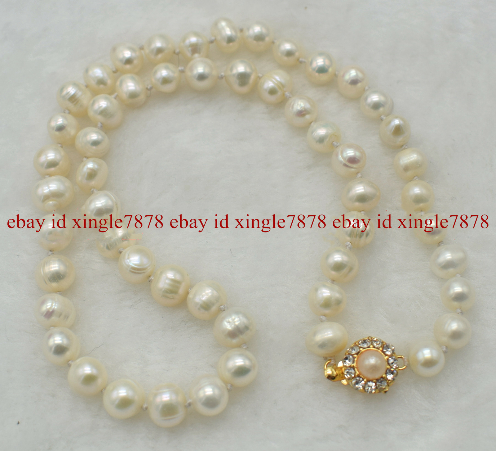 Natural 7-8mm White Real Freshwater Pearl Necklace 20″