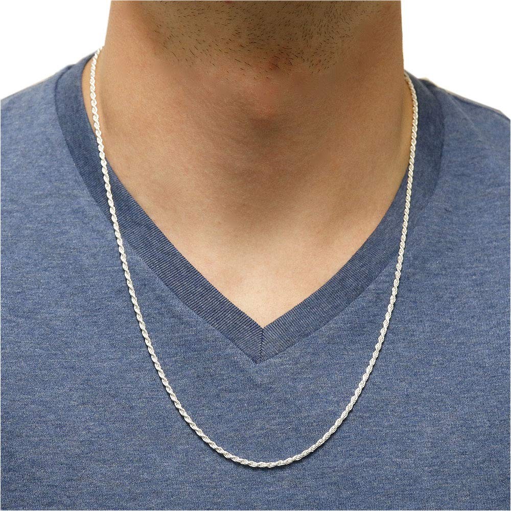 Verona Jewelers Sterling Silver Diamond-Cut Rope Chain Necklace 2Mm 2.5Mm 3Mm-