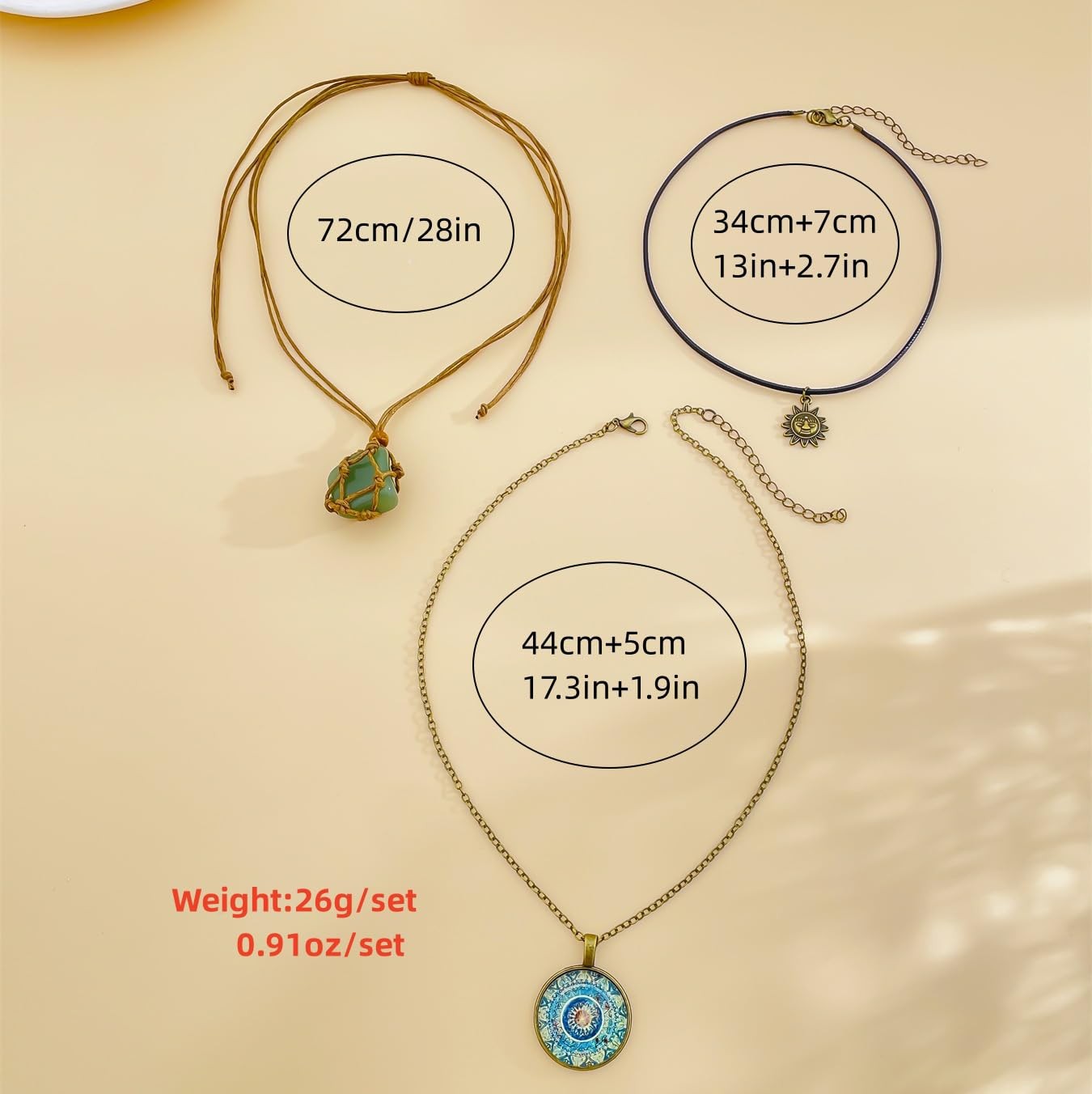 Bohemian Green Natural Crystal Stone Layered Retro Necklace 3 one size,