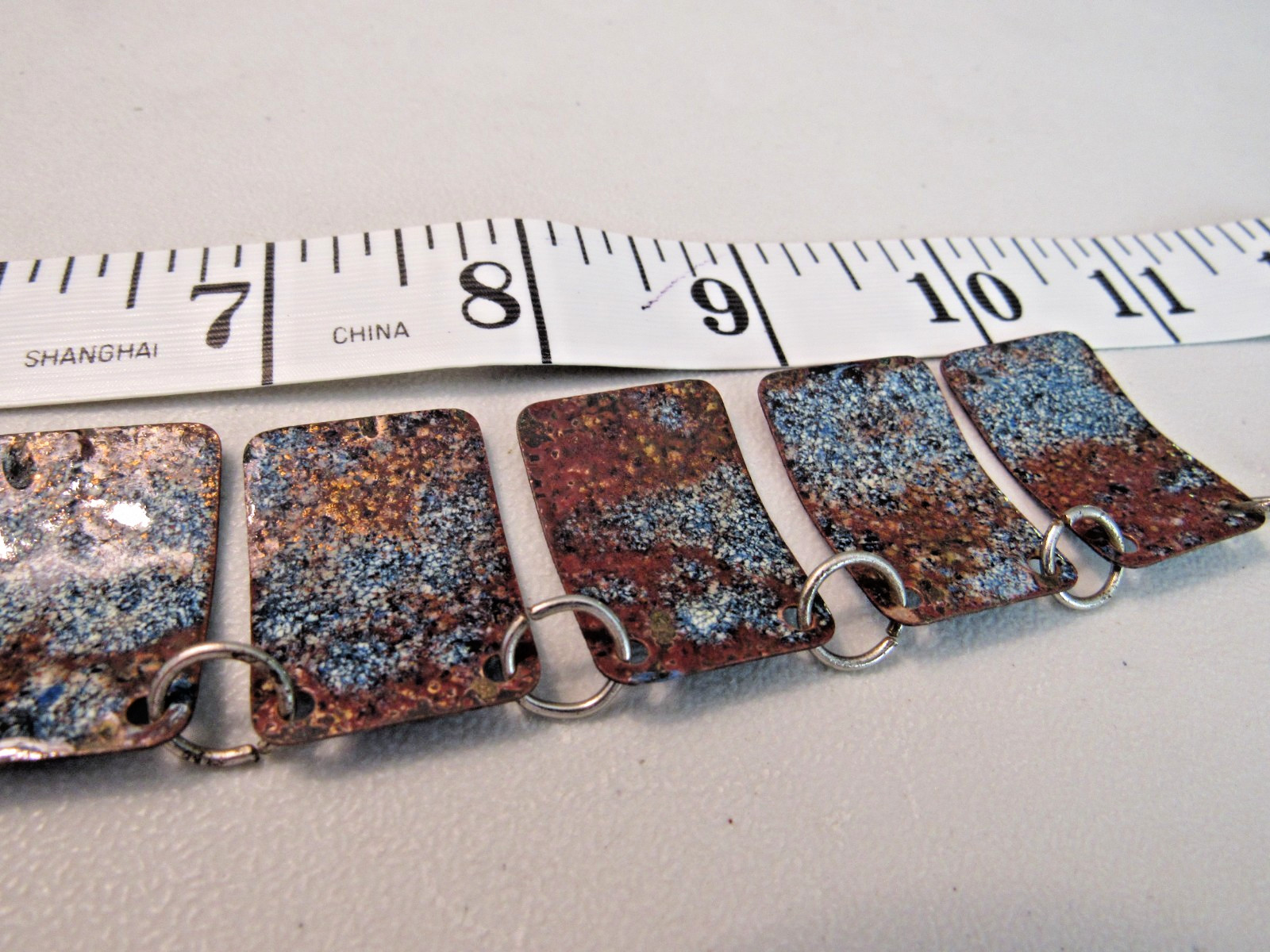 VINTAGE COPPER ENAMEL CHOCKER NECKLACE 15″ UNSIGNED DESIGNER