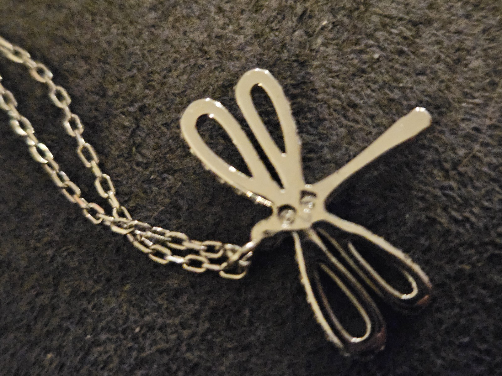 Swarovski Silver Rhodium Plated Dragon Fly Necklace Retired 2014 Adjustable Chai
