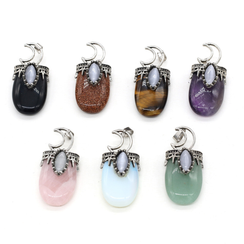 10pcs Tiger Eye Labradorite Vary Stone Pendants Reiki Healing Amulet Wholesale