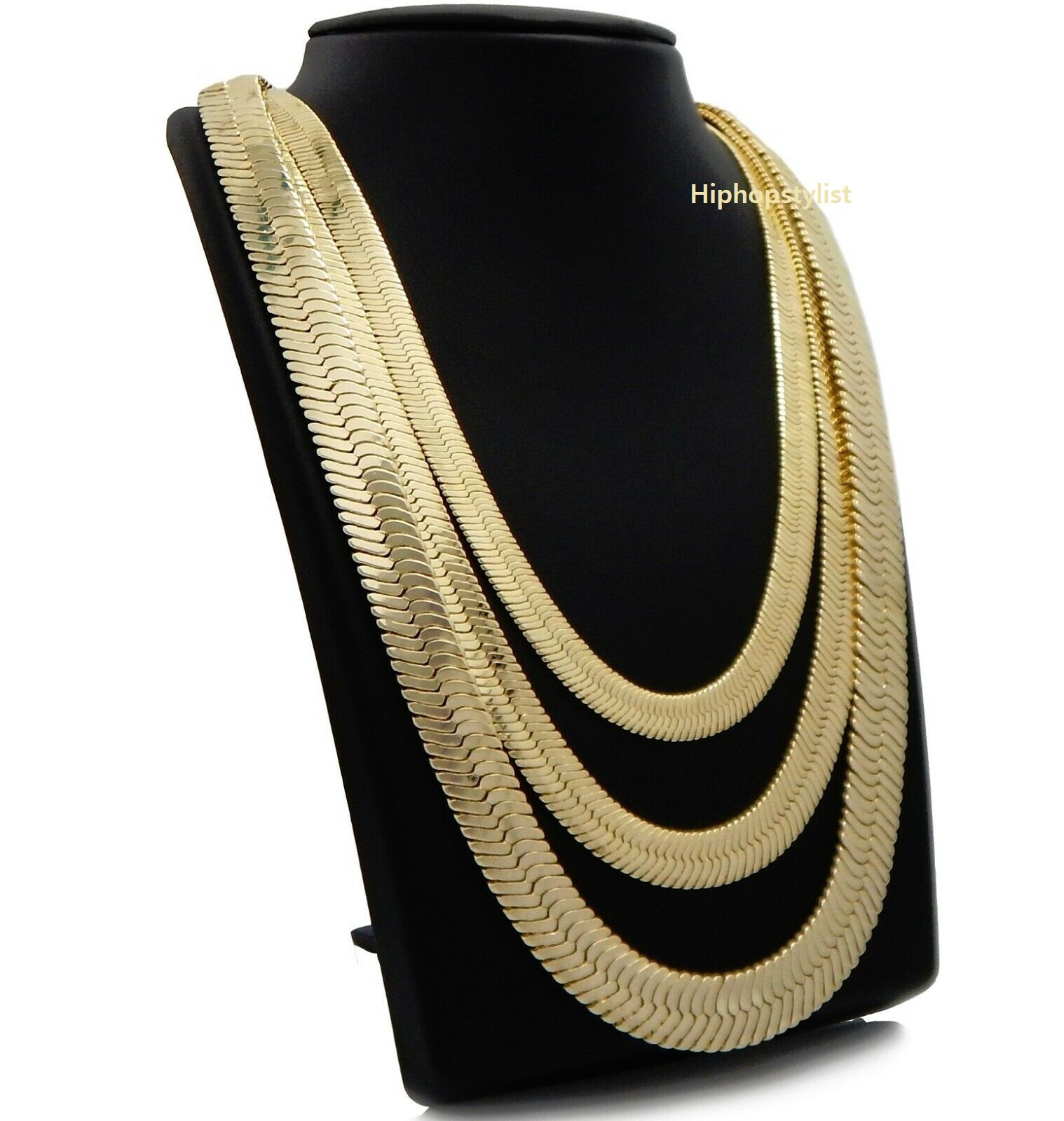 Herringbone Chain 14K Gold Plated 9mm 11mm 14mm 8″ 18″ 20″ 24″ 30″ Necklace