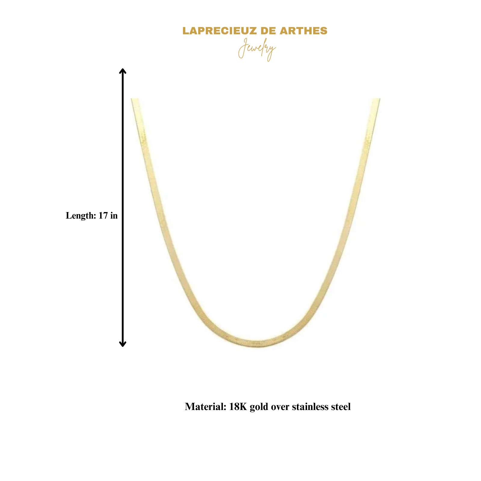 Woman 18K Gold Plated Snake Herringbone choker Chain Waterproof Necklace