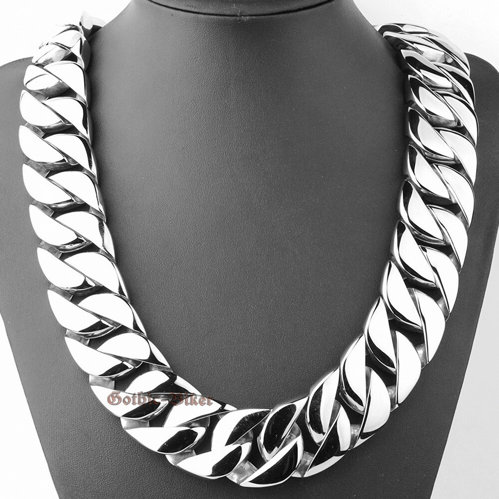 Super Heavy 31mm Men Polished Cuban Curb Chain Stainless Steel Bracelet Necklace