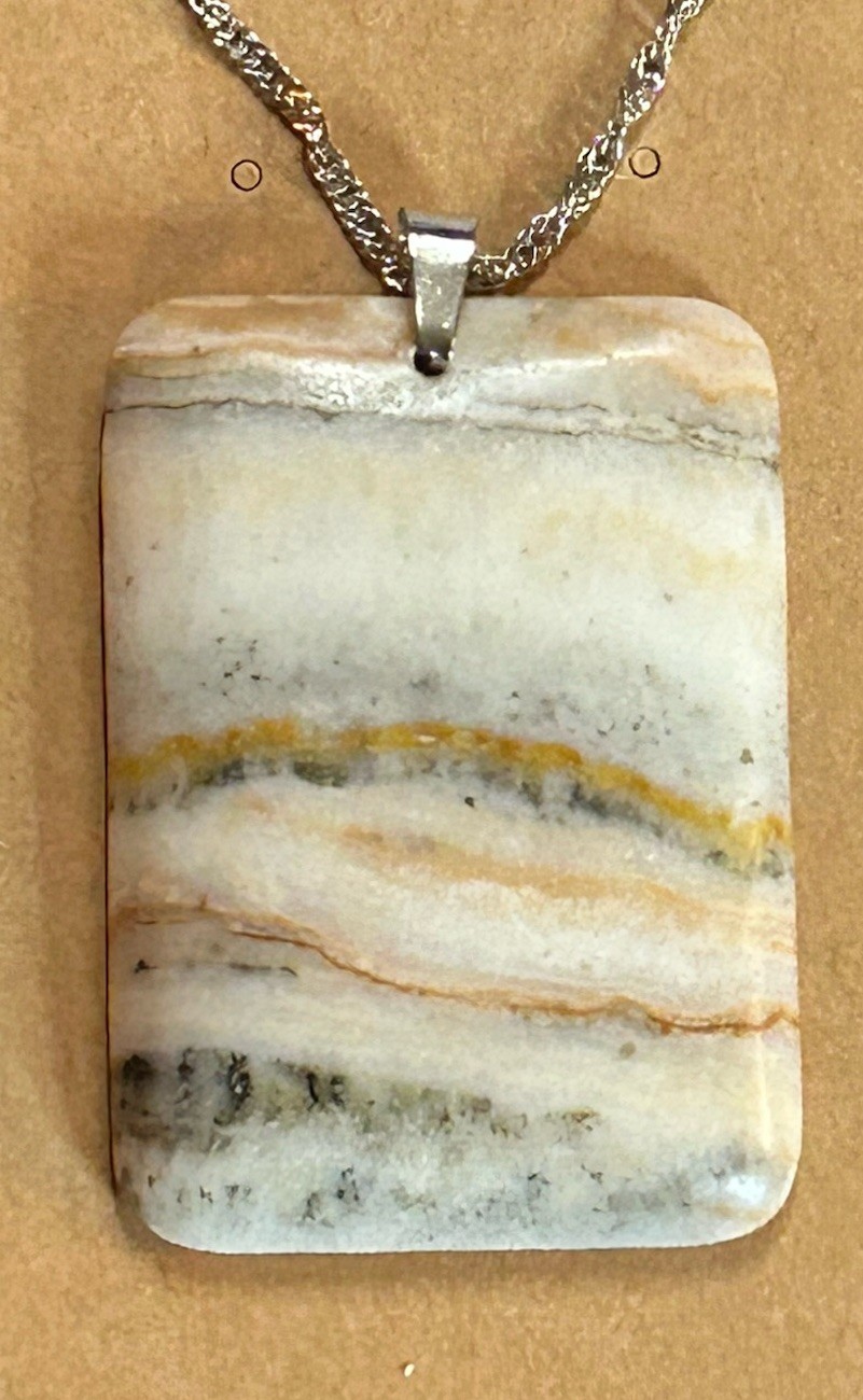 E920 Oblong Grain Stone Pendant Bead 47*34*7mm Necklace