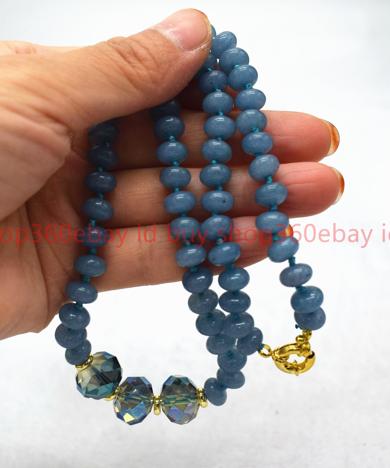 Pretty Natural 5x8mm Smooth Blue Aquamarine Gems Rondelle Beads Necklace 16-24in
