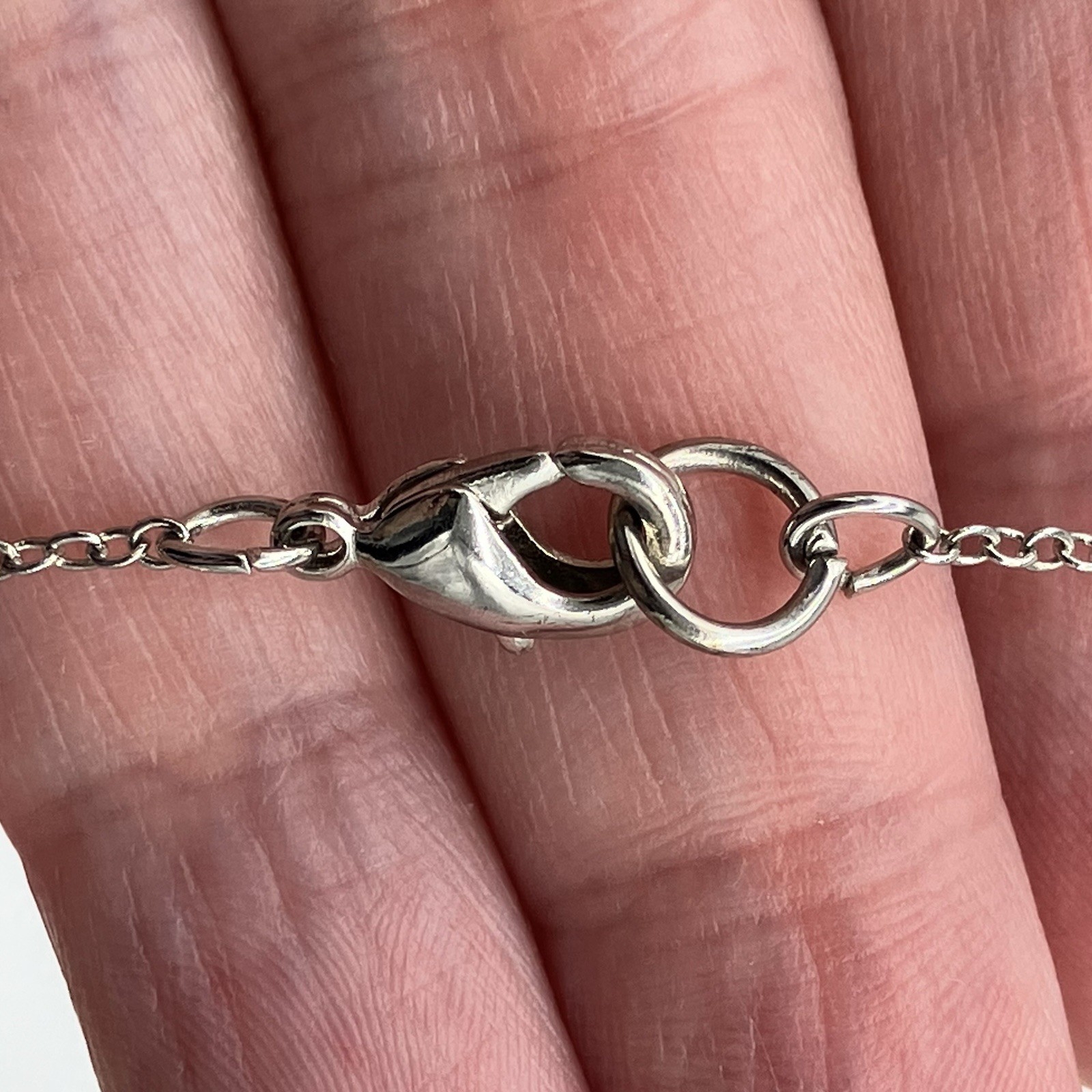 Silver Tone Initial A Necklace 16 in Clear Crystal Rhinestone Dainty Pendant