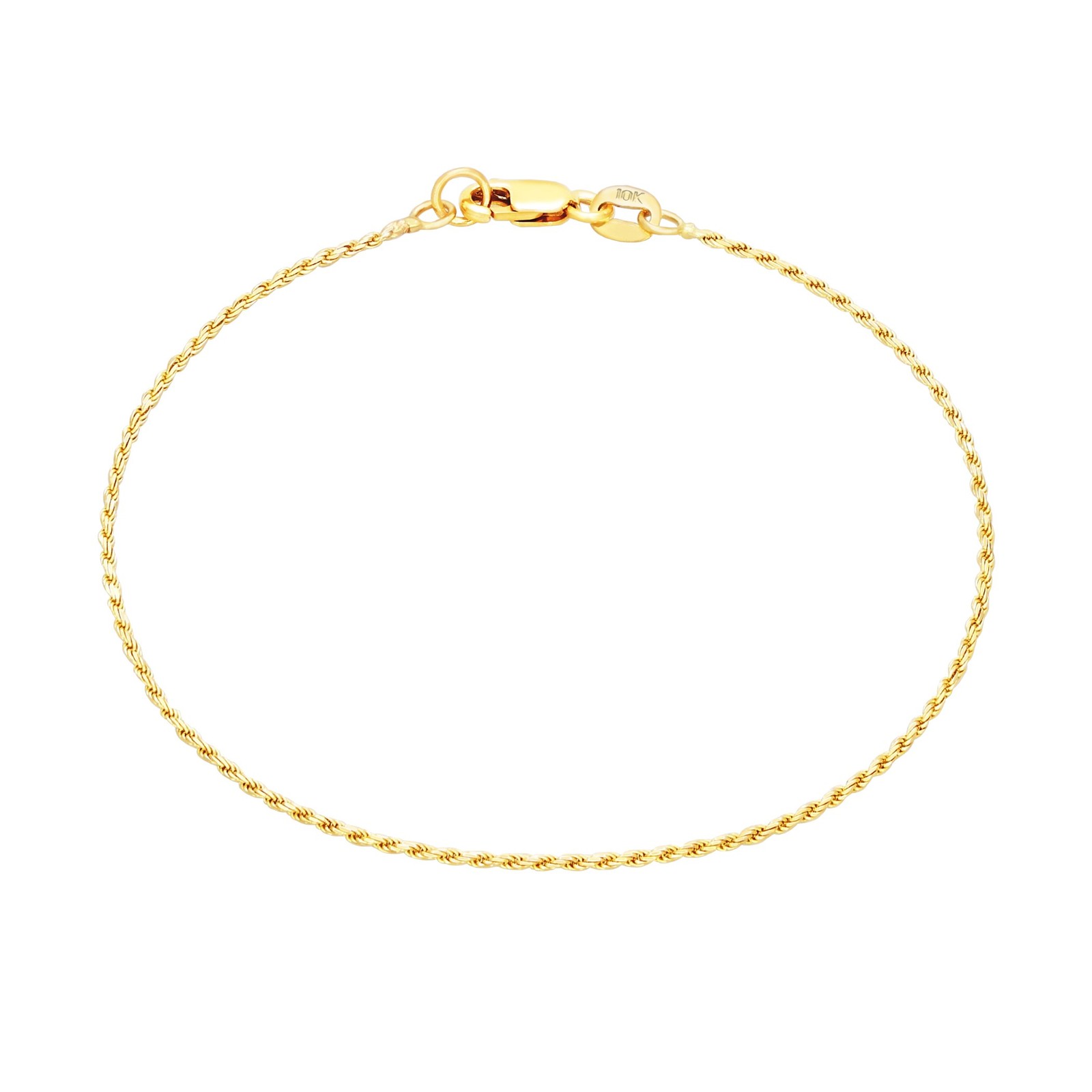 10K Yellow Gold 1mm-8mm Solid Diamond Cut Rope Chain Bracelet 7″ 7.5″ 8″ 8.5″ 9″