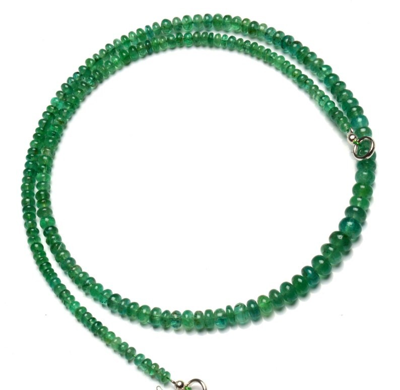 Natural Russian Emerald Smooth Rondelle Gemstone 4-6mm Bead Necklace 24″ Gift