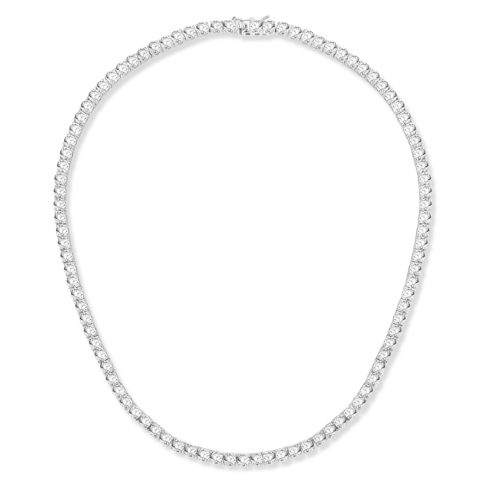 4.0mm CZ Tennis Necklace, 18K Gold Plated, Round Cubic Zirconia, Adjustable 16-2