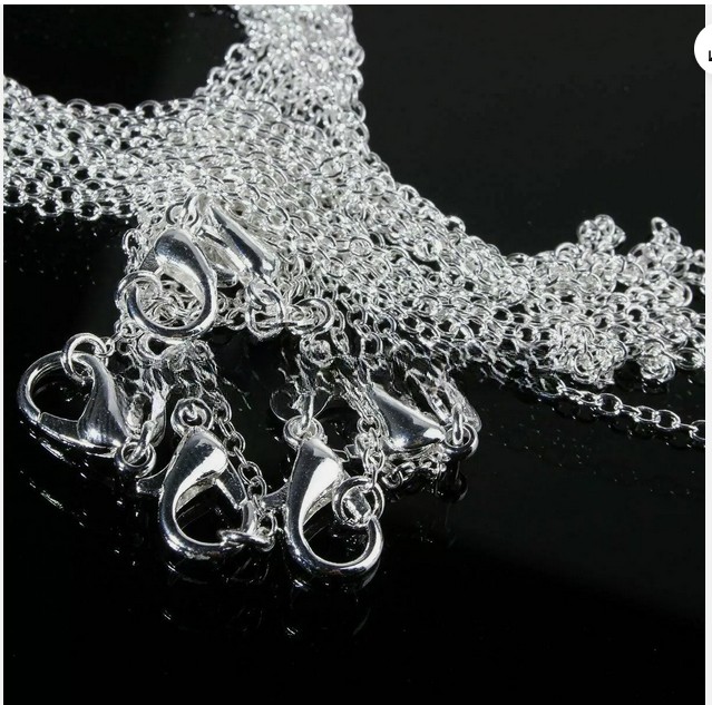 100Pcs Snake/Rolo Chain Necklace 1/2mm Silver Plated 16 18 20 22 24″ Bulk Lots