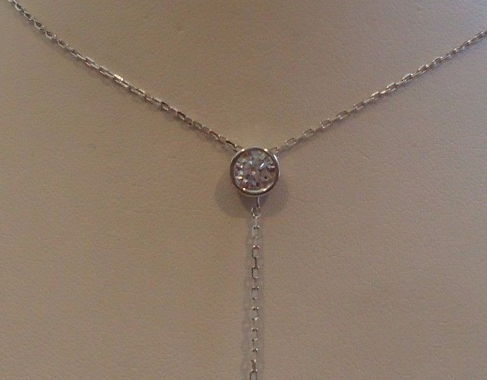 925 STERLING SILVER SINGLE STONE NECKLACE PENDANT W/ 1.50 CT LAB DIAMONDS
