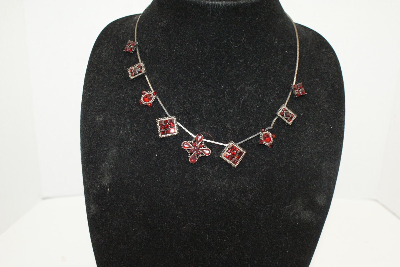 Multistrand Layered 18″ to 32″ Gun Metal Black Purple Red Beaded Necklaces Lot 4
