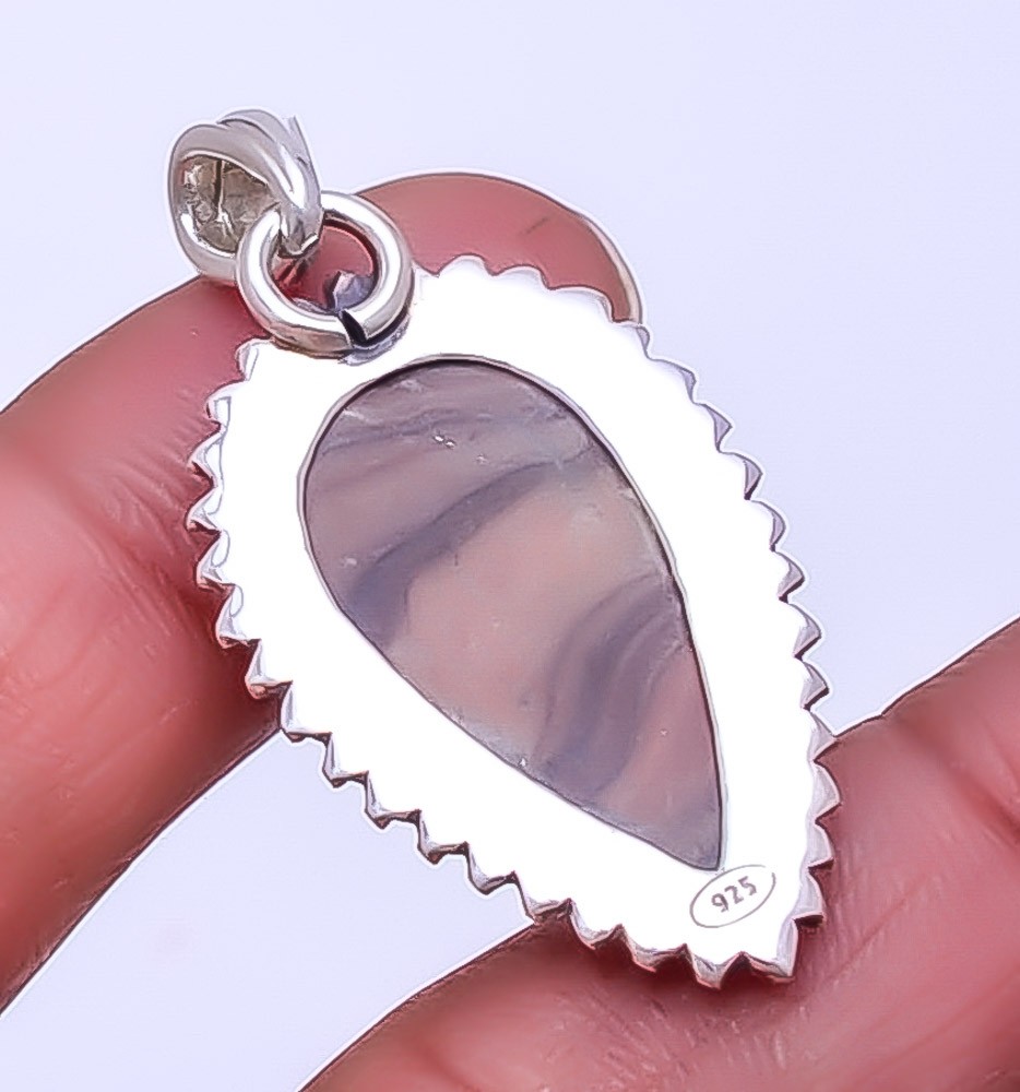 Wave Dolomite – Mexico Gemstone 925 Sterling Silver Pendant 1.72″ P_9359_150_14