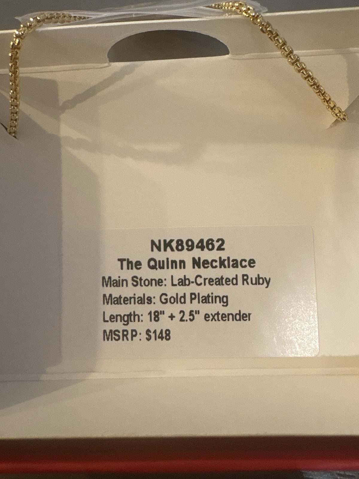 BP Gold Plated Lab Ruby Red Crystal Pendant Necklace 18″ + 2.5″ NK89462