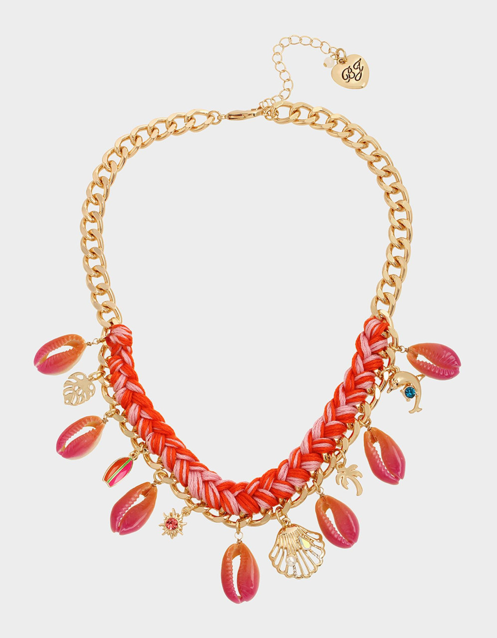 BETSEY JOHNSON PUKKA SHELL CATCH THE WAVE STATEMENT NECKLACE PINK