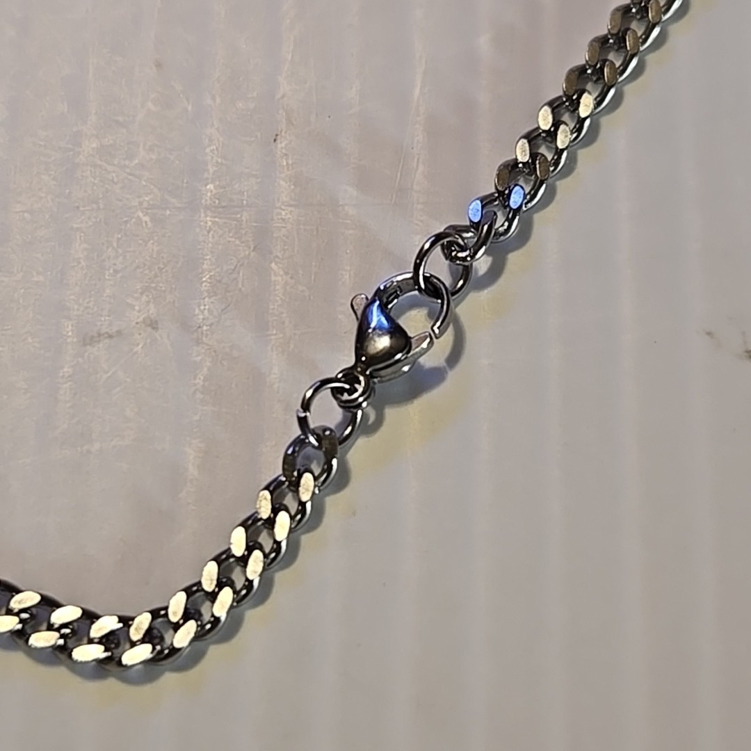SWORD / BLUE STONE Pewter Pendant Charm /18″-24″ STAINLESS CURB CHAIN NECKLACE
