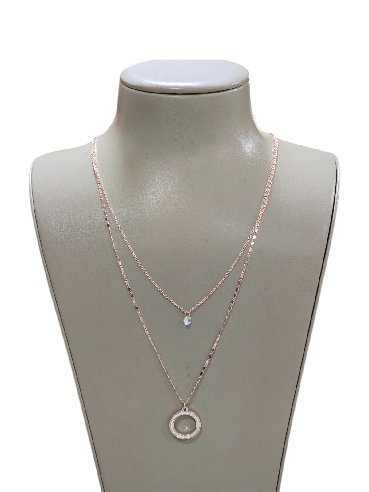 Mixit Women’s Rose Gold Plated Cubic Zirconia Necklace 28″ Layered Necklace NWT