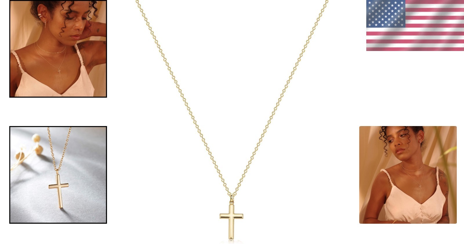 14K Gold-Plated Cross Necklace for Women – Lightweight & Versatile Faith Jewelry