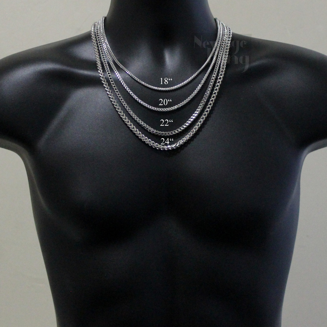 Mens Franco Chain Gold Plated Stainless Steel Foxtail 18″-24″ Solid Necklace