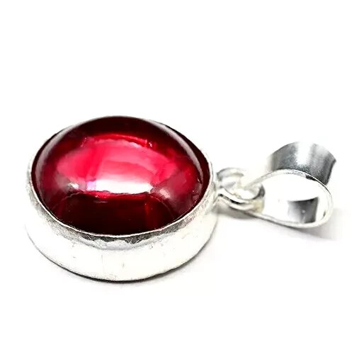 Natural Certified Red Ruby 49 Ct Cabochon Loose Gemstone 925 Silver Pendant