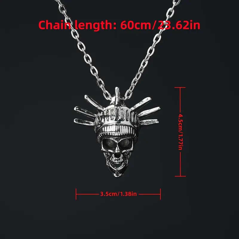 Liberty Skull Necklace Jewelry Gothic-Silvery Statue Sexy Pendant
