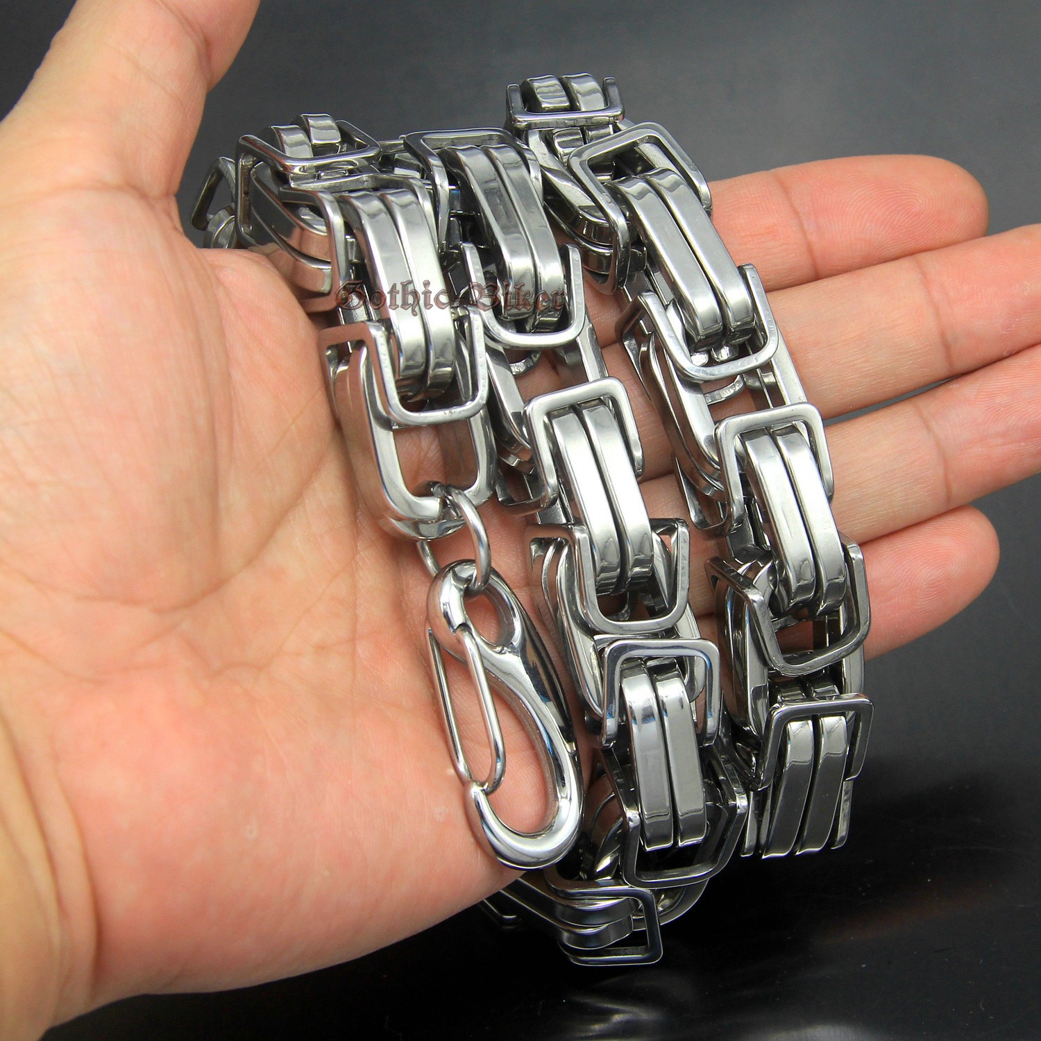 Men’s Thick Heavy Chain Stainless Steel Byzantine Link Huge Heavy Necklace 17mm
