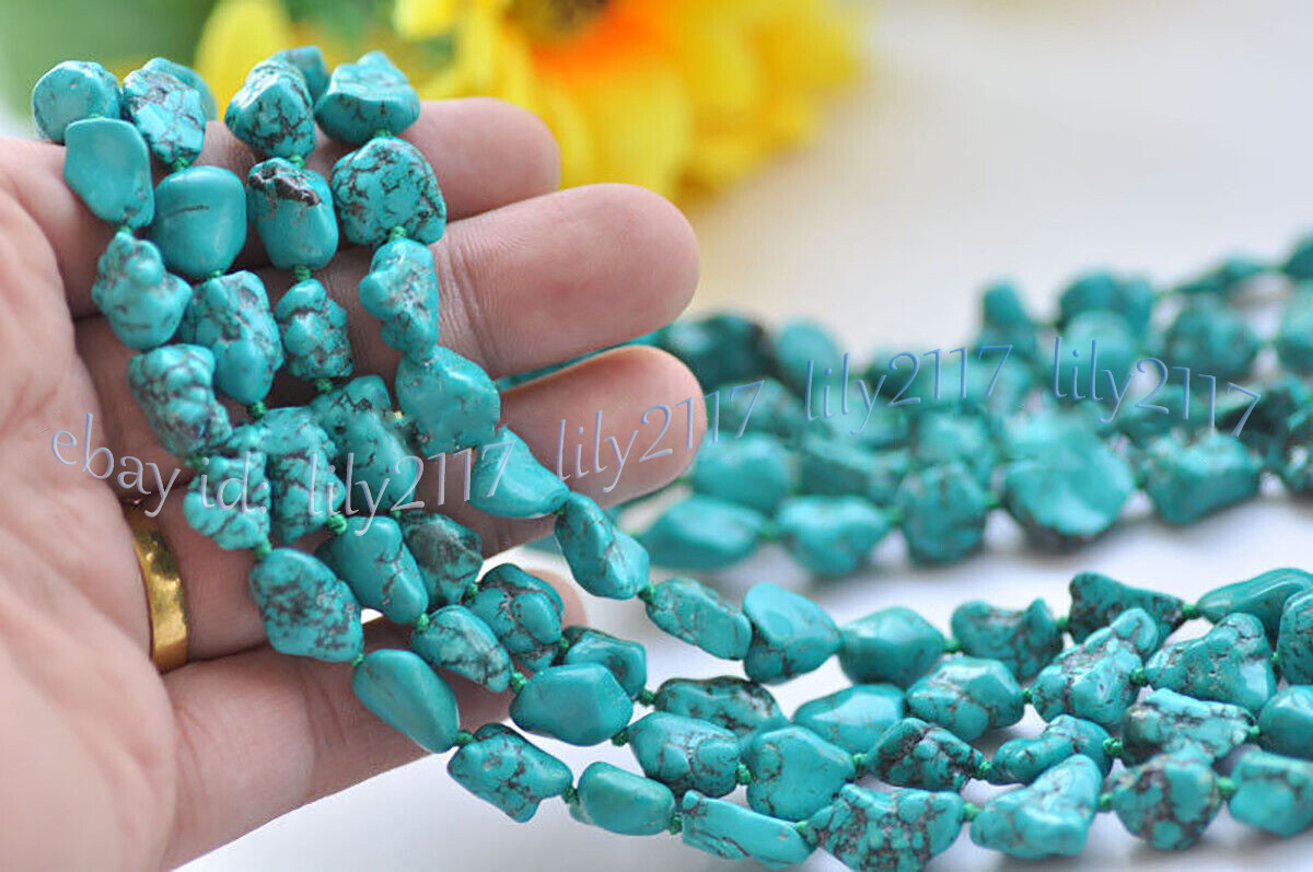 10-15mm Natural Turquoise Gems Irregular Nugget Beads Necklace 36-100” No Clasp
