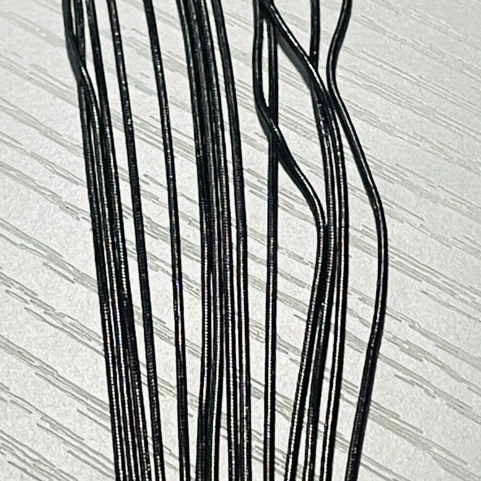 High Carbon Steel Piano Wire 14-Strand Necklace Gray Ribbon