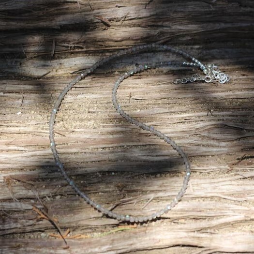 Natural 2mm Labradorite Crystal Gemstone Faceted Beads Dainty Choker Necklace