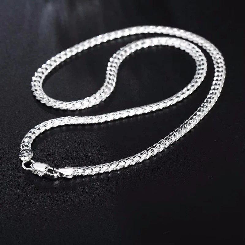 New 925 Sterling Silver Plated Thick Layered Men’s Italy Figaro Chain Necklace