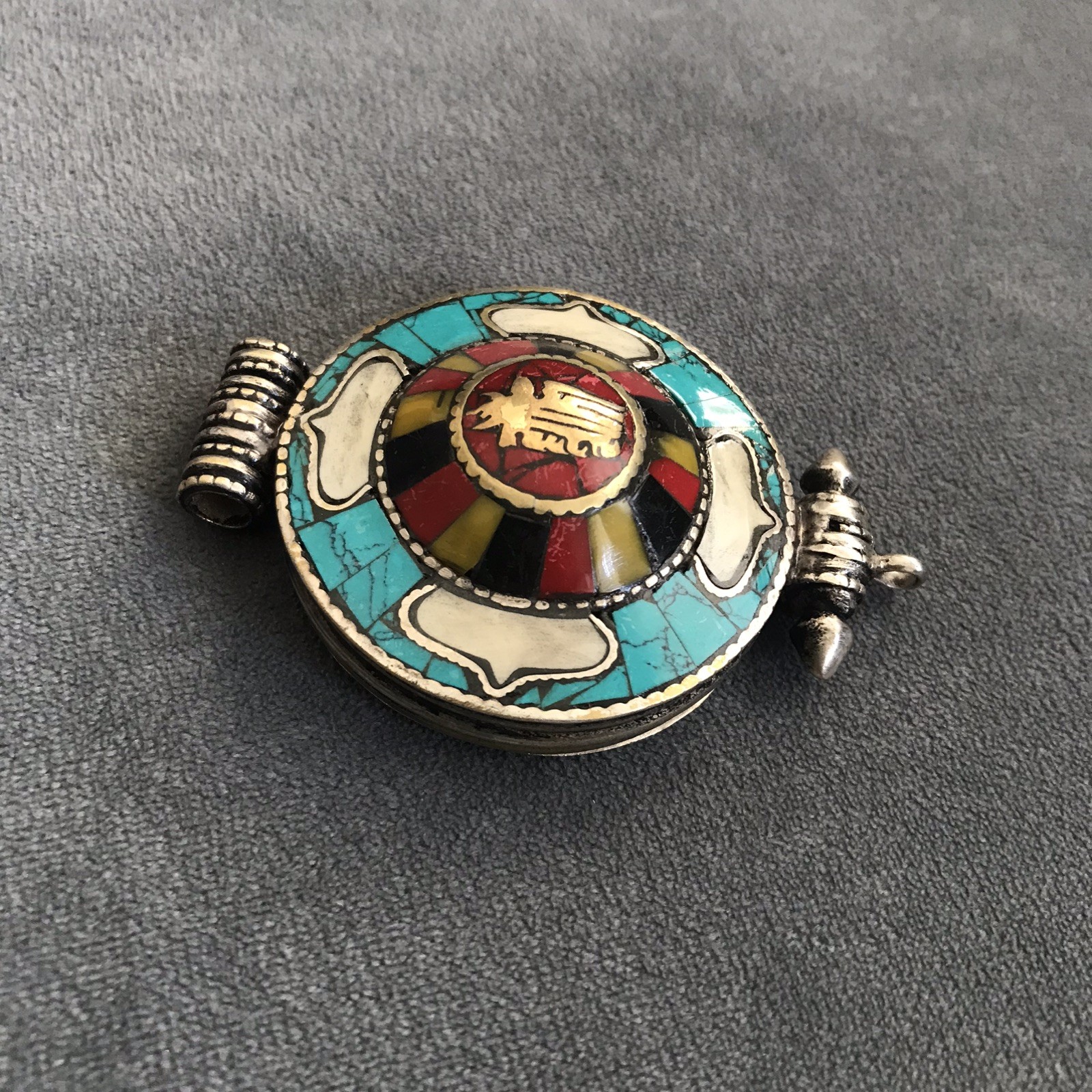 Vintage Tibetan Gau Prayer Box Pendant Opens Handmade Nepal Amulet Necklace 3”