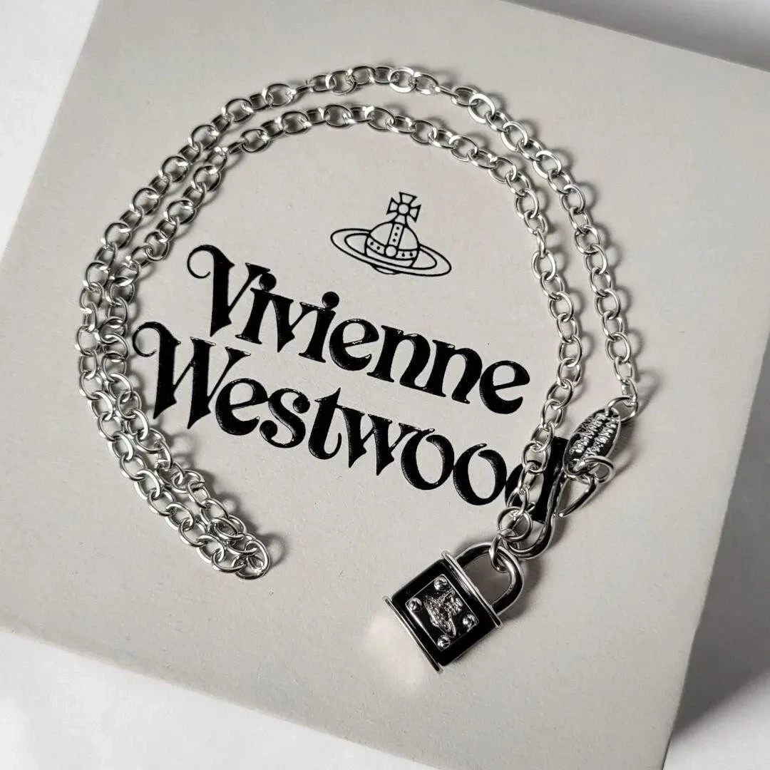 Vivienne Westwood Padlock Necklace Black×Silver
