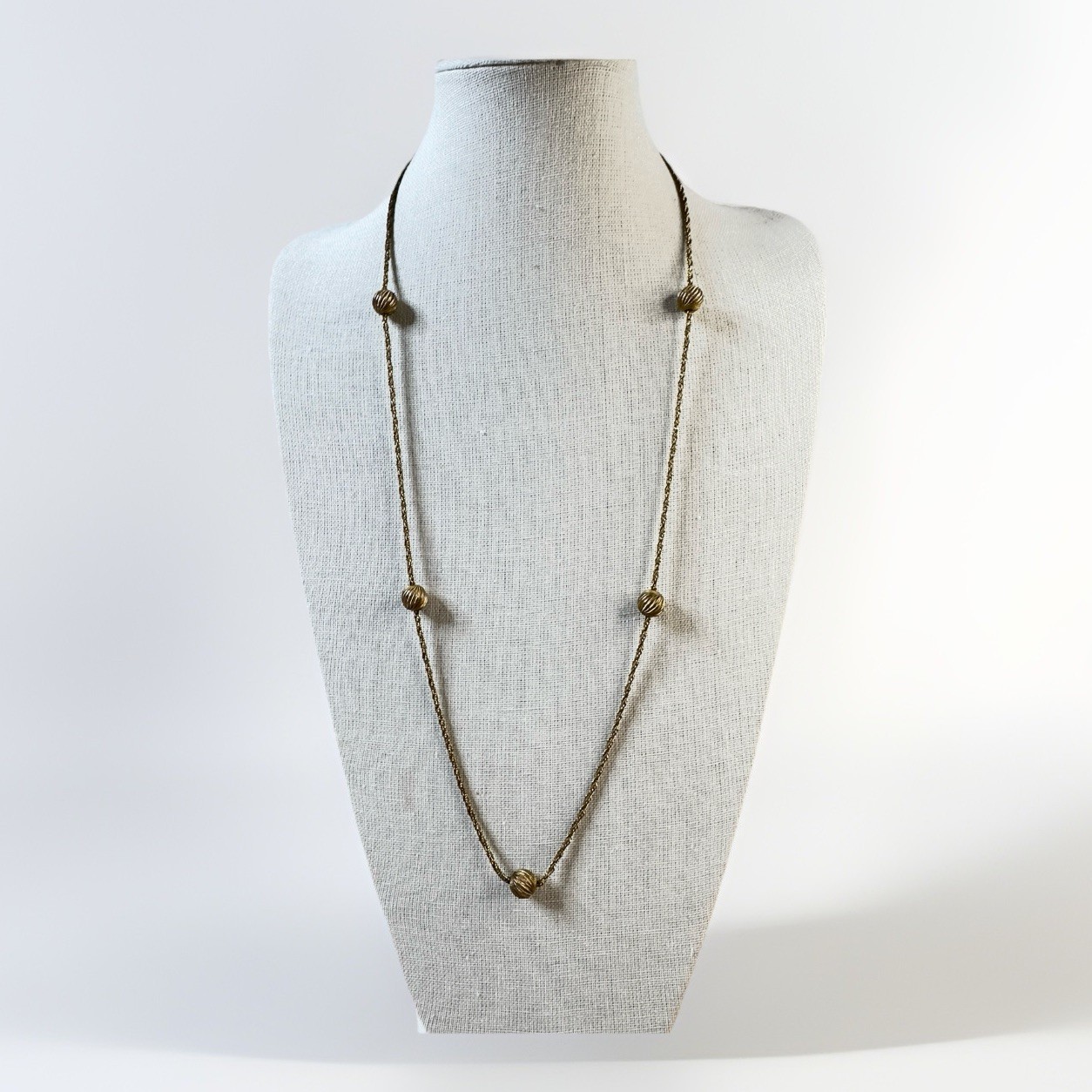 Vintage Grosse Germany 1960 Antique Gold Tone Chain Necklace with Balls 30″