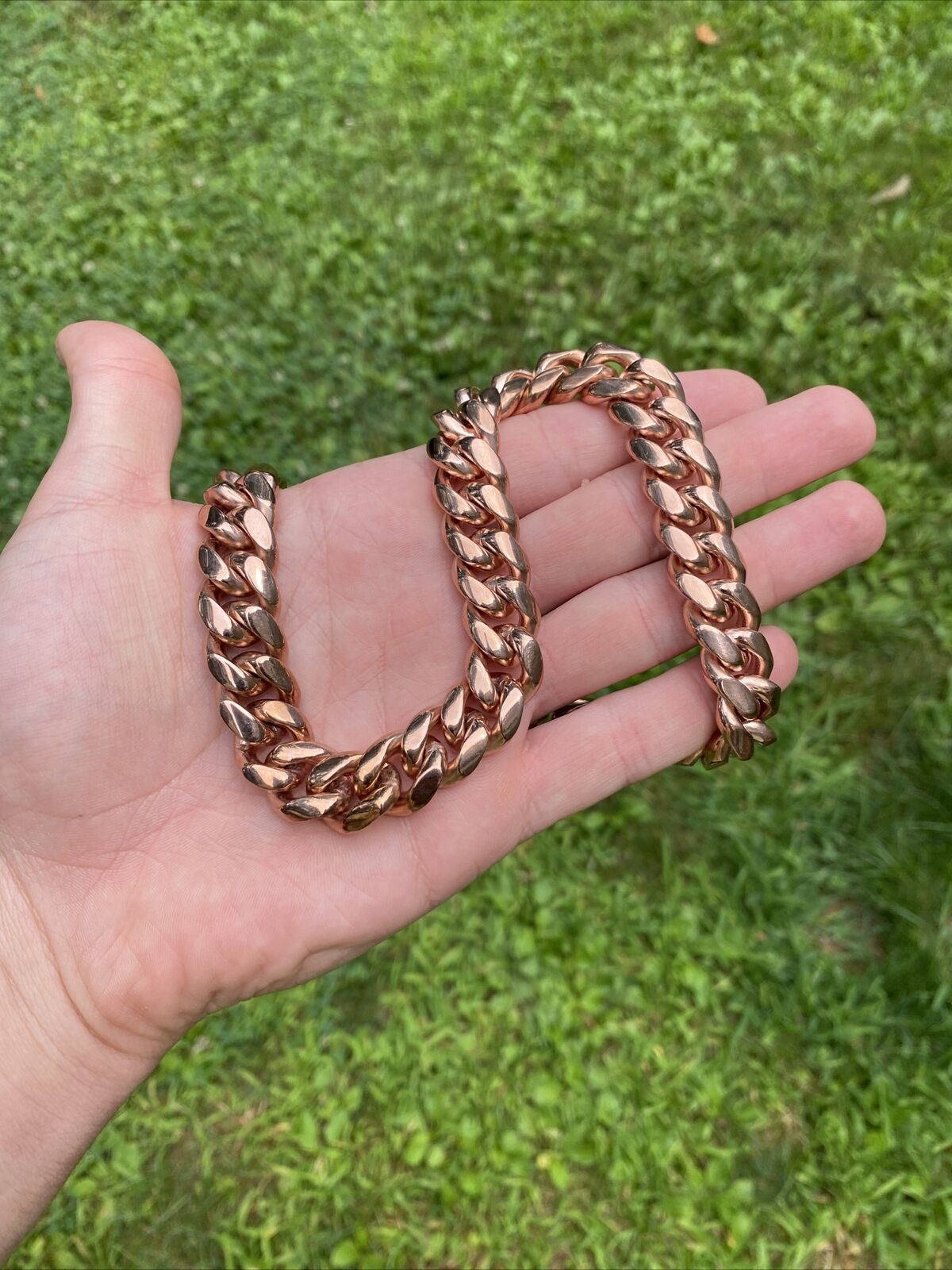 16mm 18″ Mens Miami Cuban Link Choker 14k Rose Gold Plated SS Hip Hop Chain