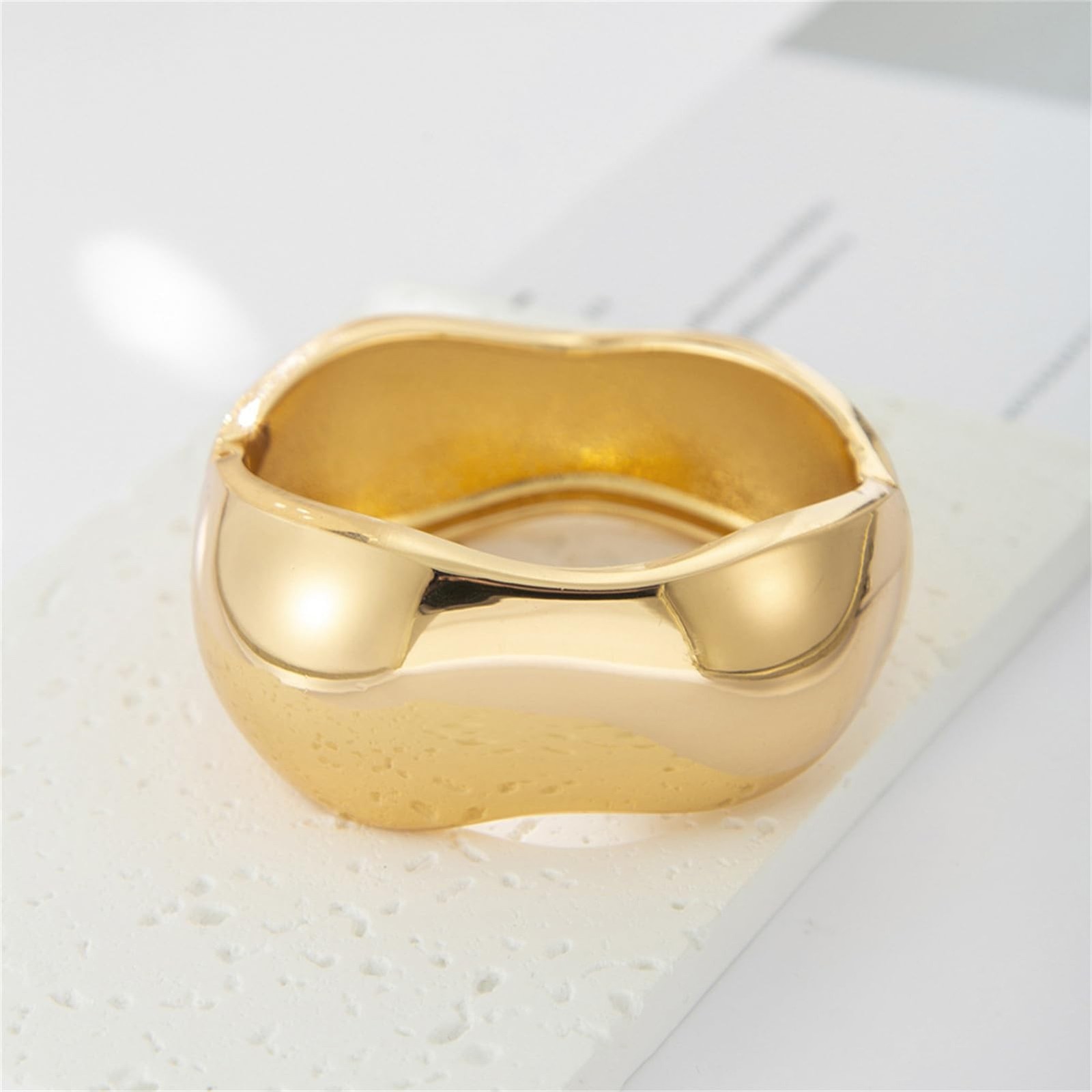 YMBYCM Gold Chunky Bangle Bracelets for Women Trendy Wide Chunky Cuff Bracele…