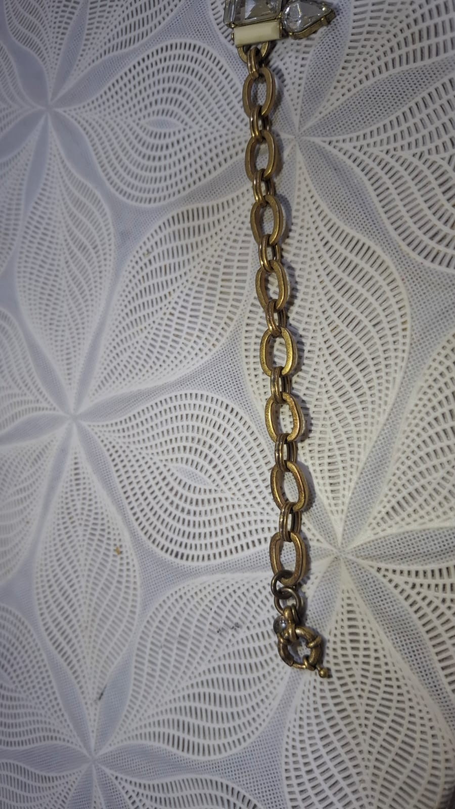J. Crew Necklace, Faux Crystal and White Acrylic, Gold Tone Chain