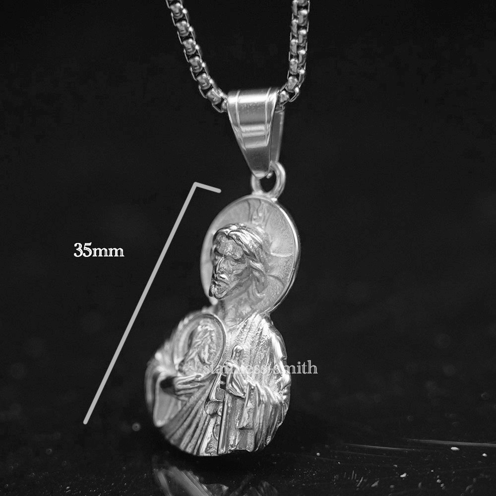SMITH Mens St Saint Jude Religious Medallion Medal Pendant Necklace For Men