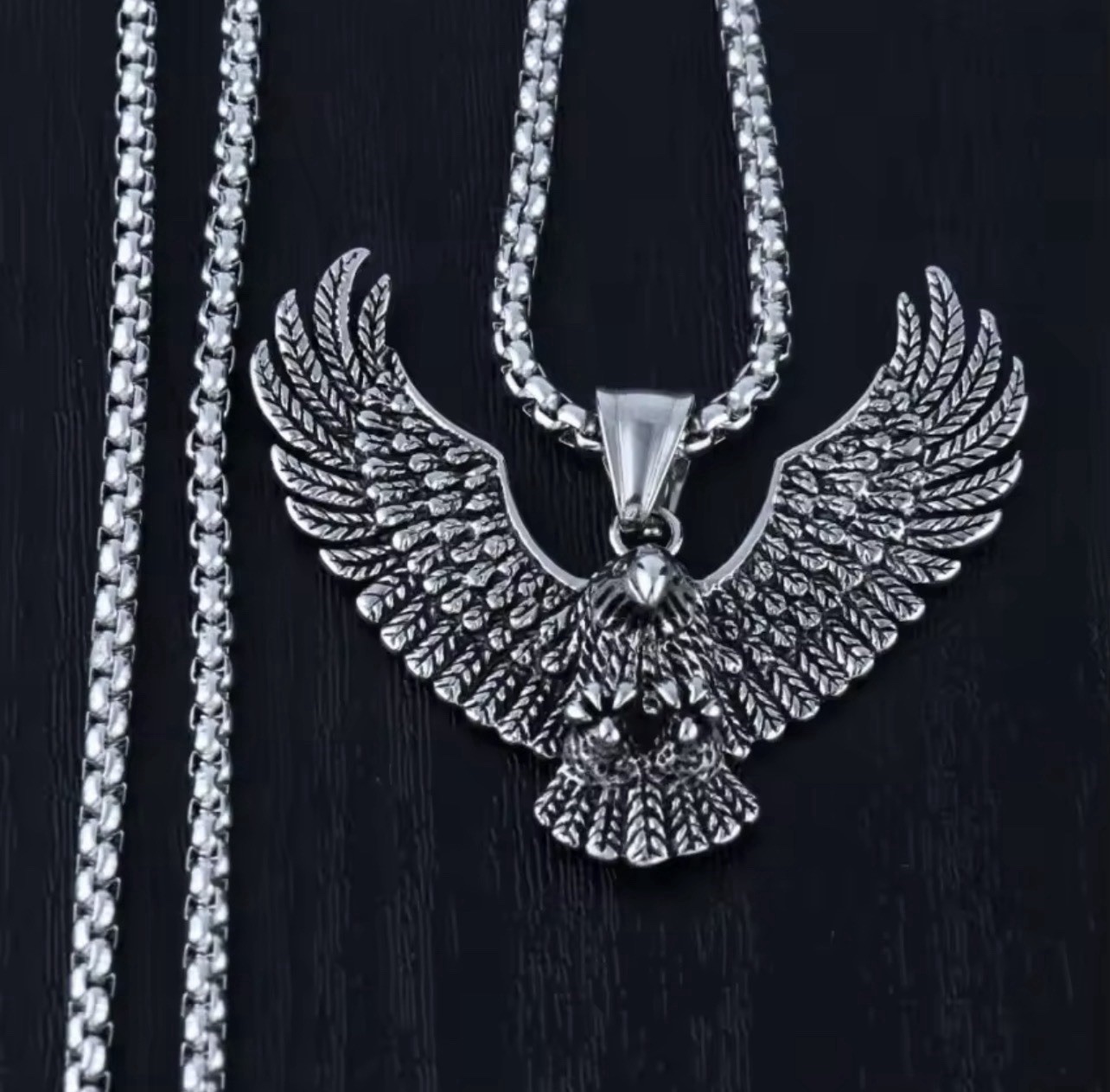 Stainless steel eagle pendant necklace for men and women, Viking style, 60 cm